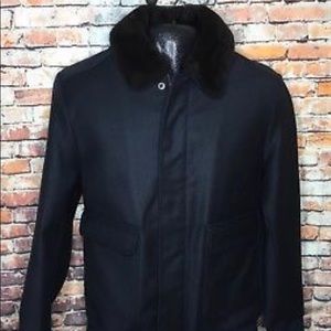 Brooks Brothers Fur Collar Wool Bomber